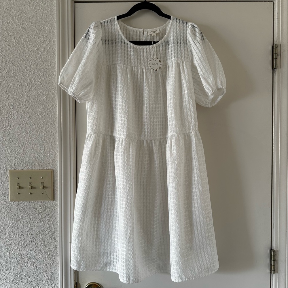 ODDY White Textured Mini Dress